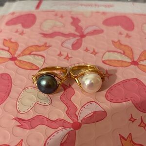 Elegant bronze Pearl Ring Set